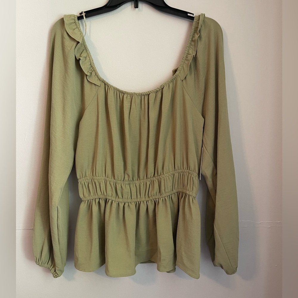 Nine West long sleeve peplum square neck blouse small NWT - Picture 4 of 5